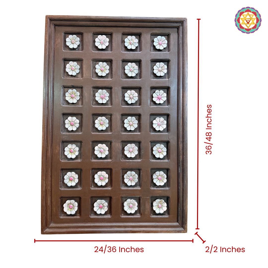 Handcarved Wooden Floral Wall Panel – Decorative Accent