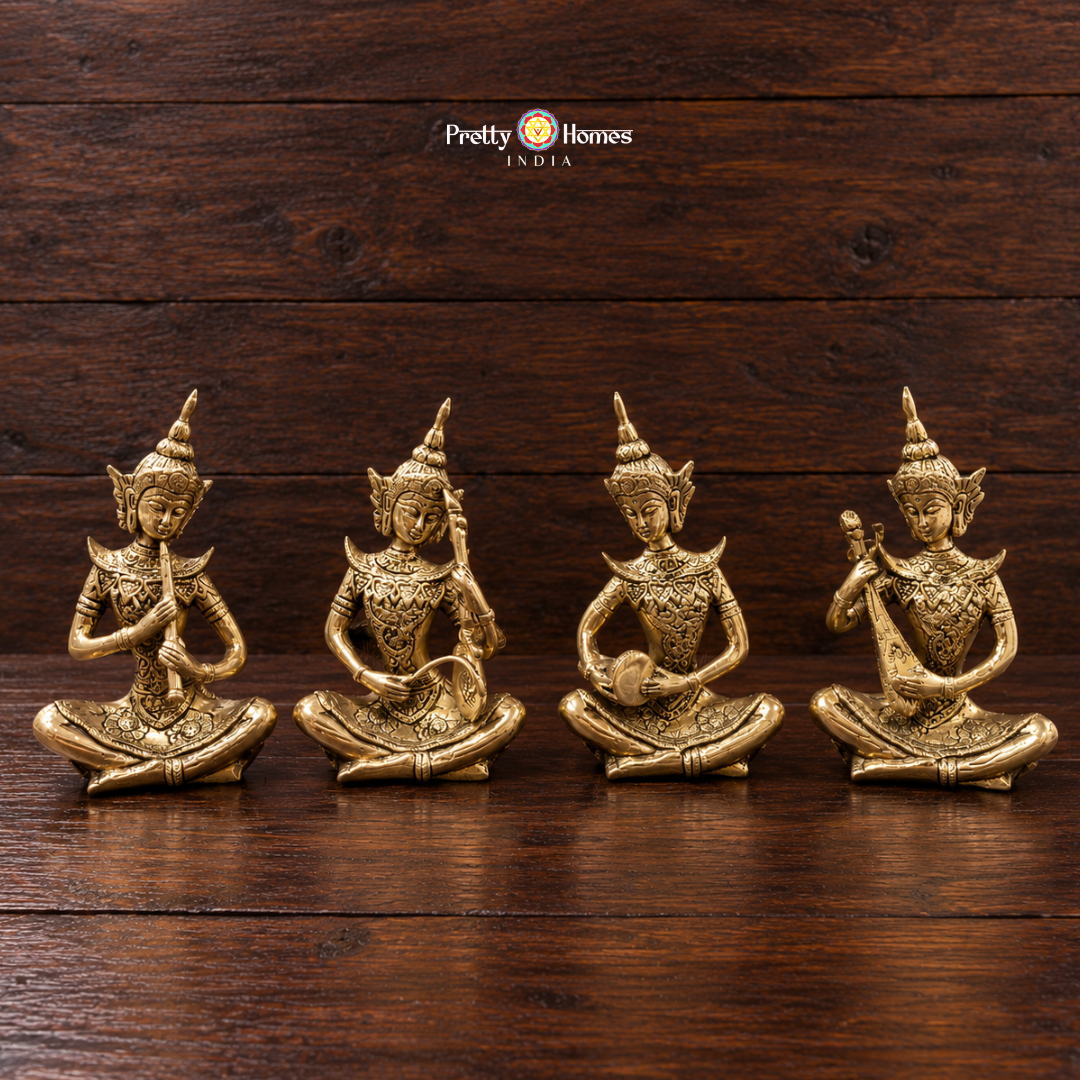 Set of 4 Brass Musicians – Natural Brass Finish