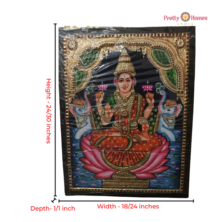 Goddess Gaja Lakshmi Tanjore Painting