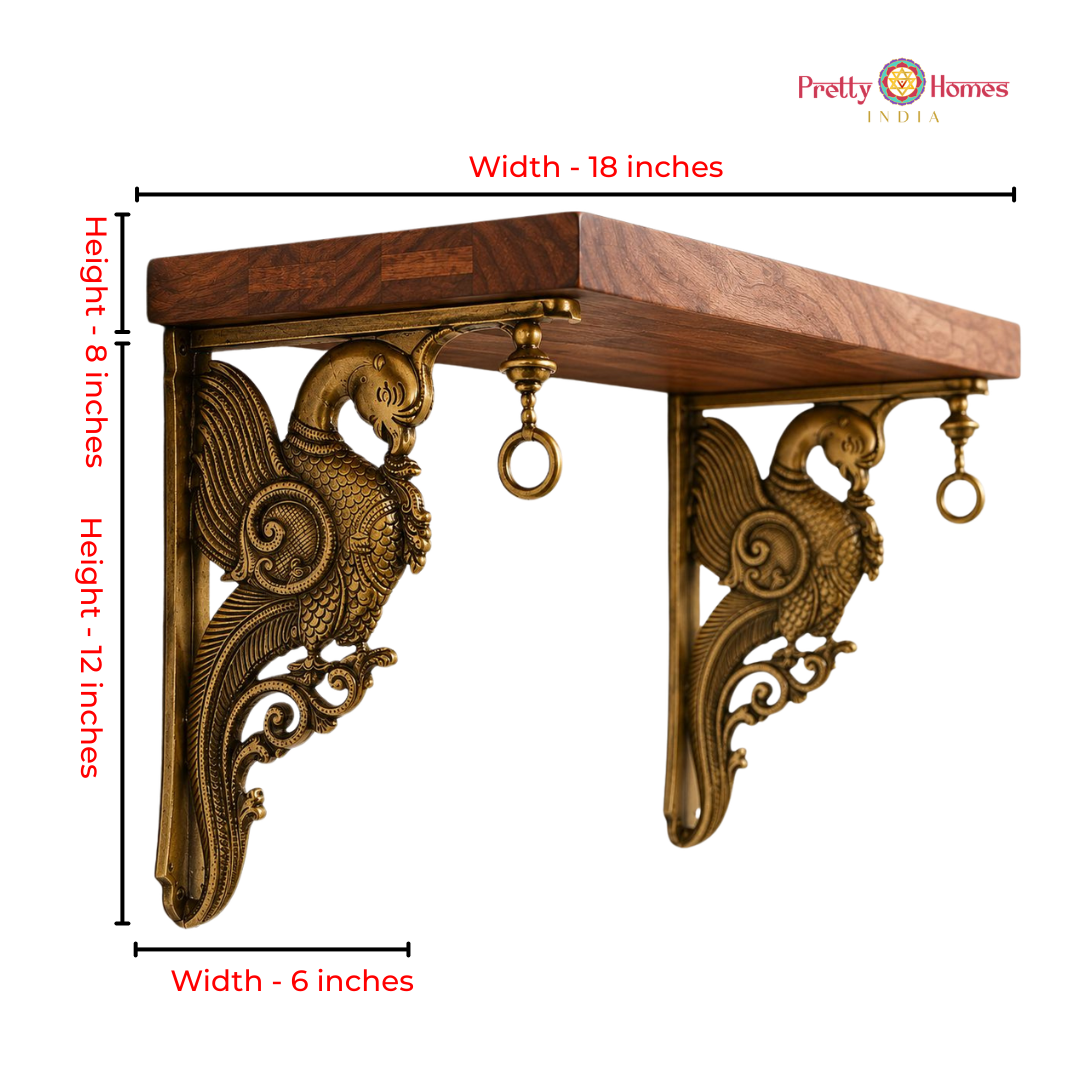 Twin Brass Annam Wall Bracket with Shelf