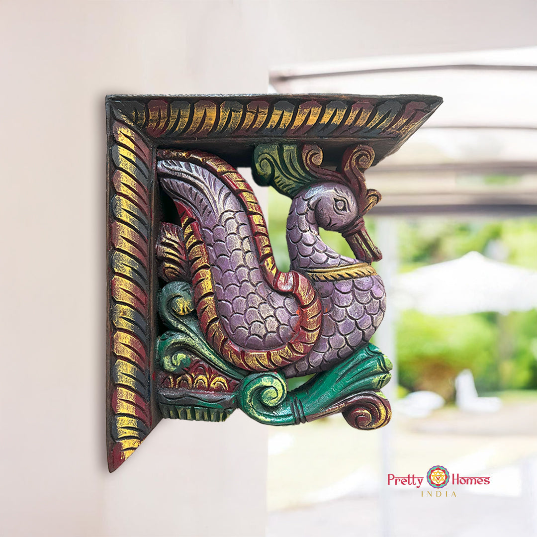 hand carved annam swan wall bracket in painted finish for traditional interiors