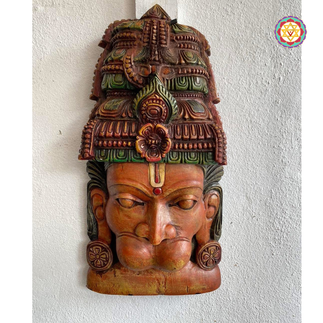 Vibrant multicolour Hanuman wooden mask for home decor