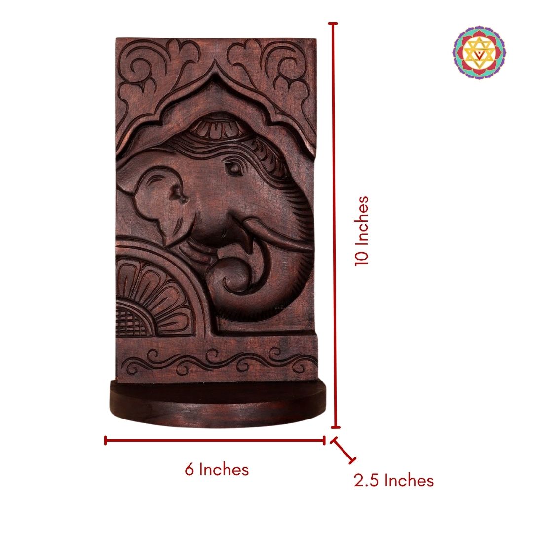 wood carved multipurpose elephant design mount wall shelf lifestyle shot showing shelf in use