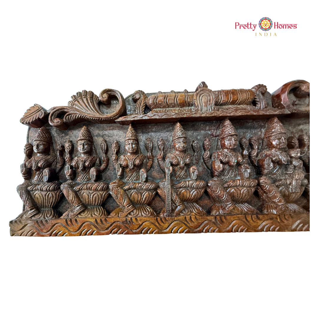 Intricately Carved Gopuram Style Ashta Lakshmi Panel