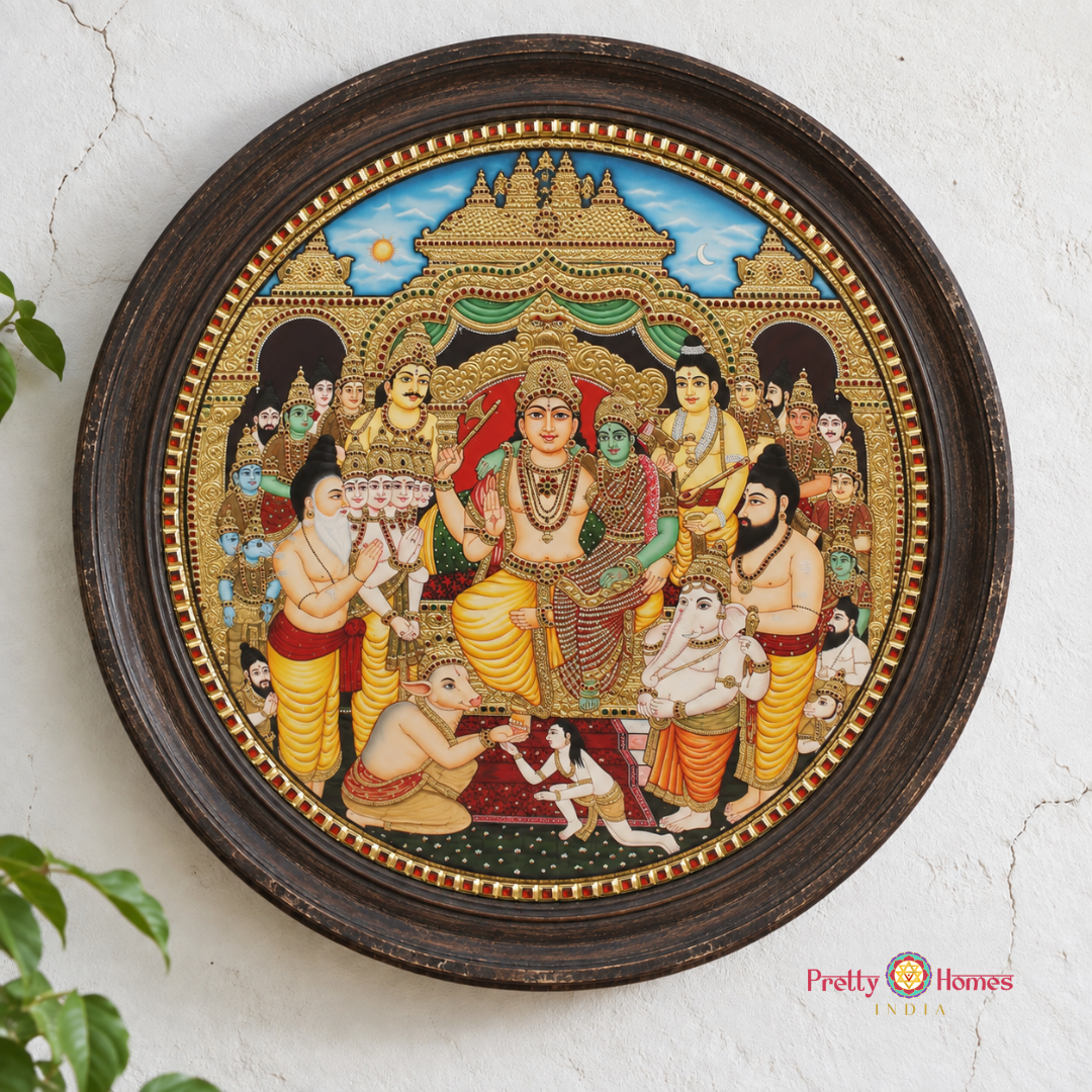 Lord Shiva Darbar – 22K Gold Tanjore Painting