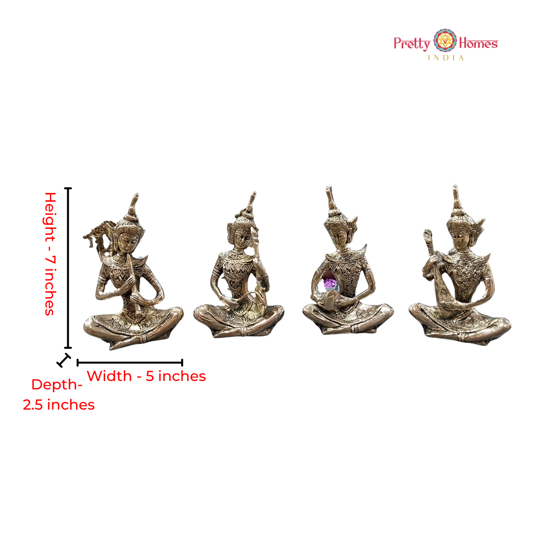 Set of 4 Brass Musicians – Natural Brass Finish