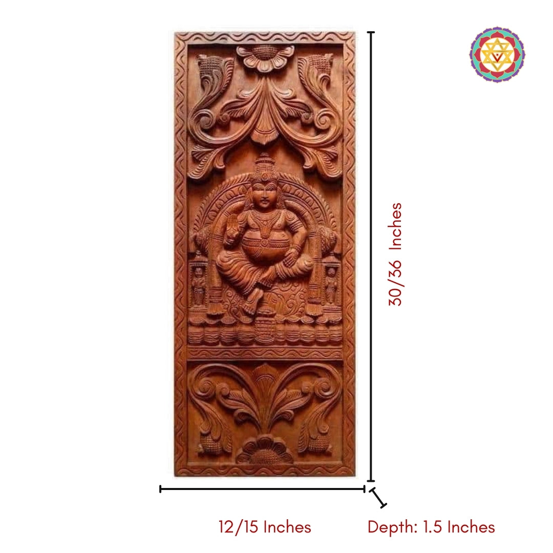 antique finish wooden kubera wall hanging for auspicious home decor