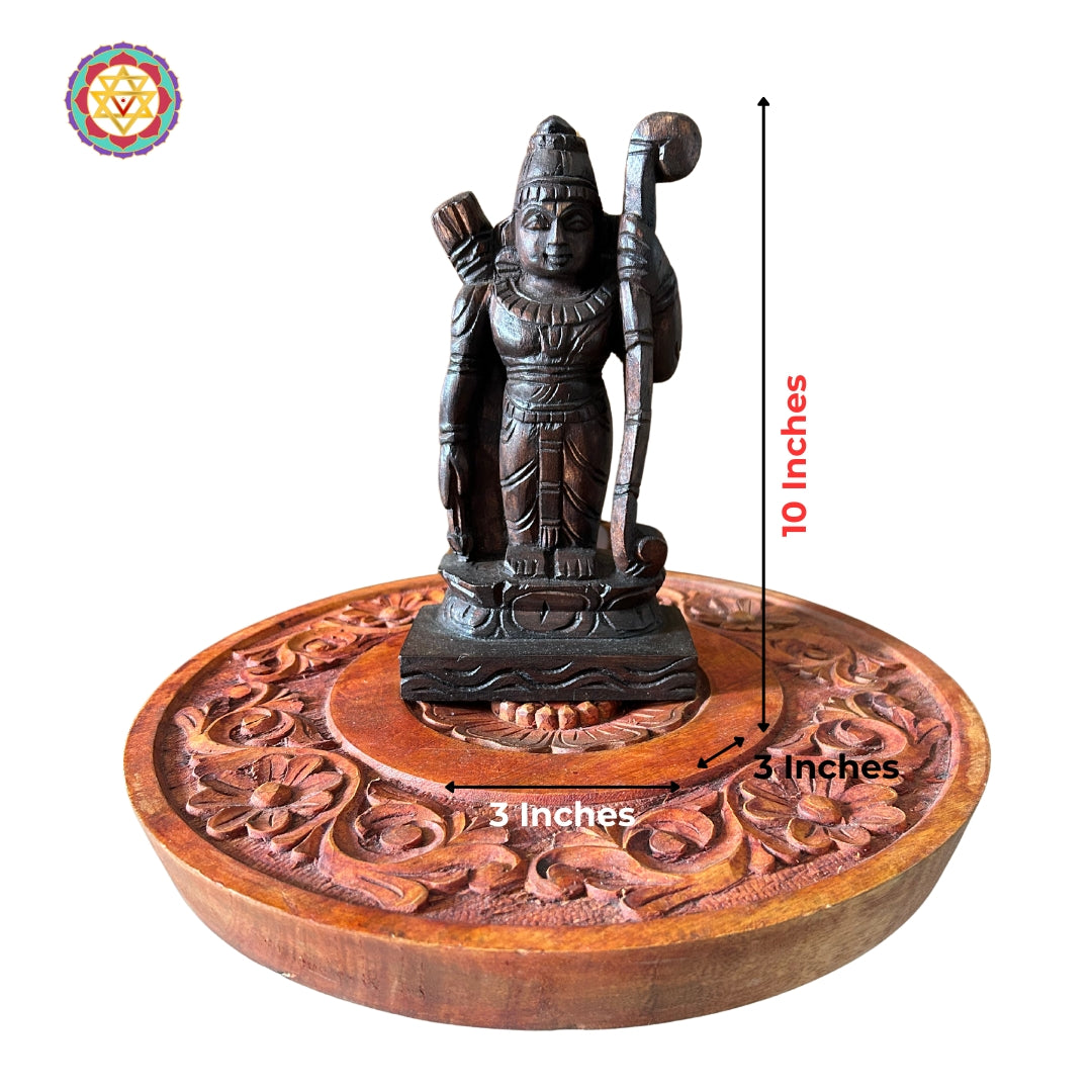 Handcarved Wooden Auspicious Ram Darbar Tabke top, with carved top