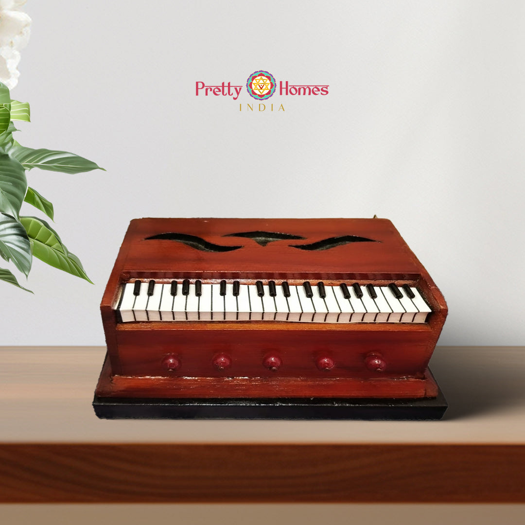 wooden harmonium miniature 5 inches curio for music room shelf and indian decor