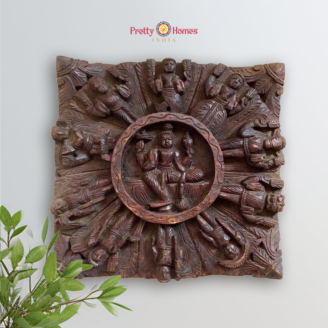 Handcarved Dashavatar wooden wall hanging front view