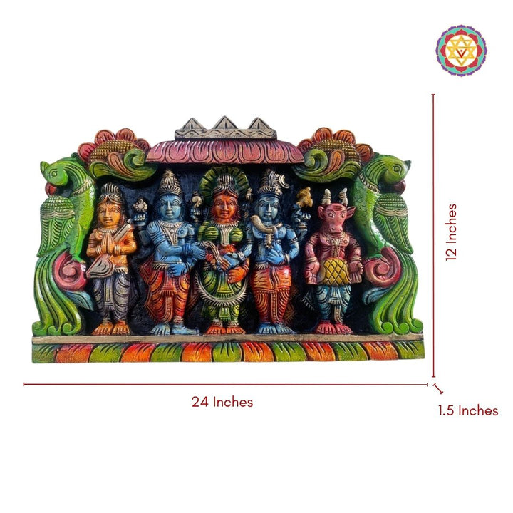 Horizontal Meenakshi Kalyanam – Handcarved Shiva Parvati Wedding Panel
