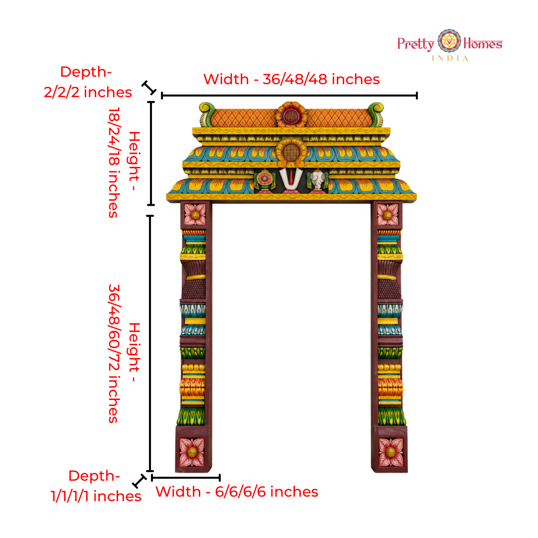 Chettinad-Style Multicoloured Gopuram with Matching Pillars
