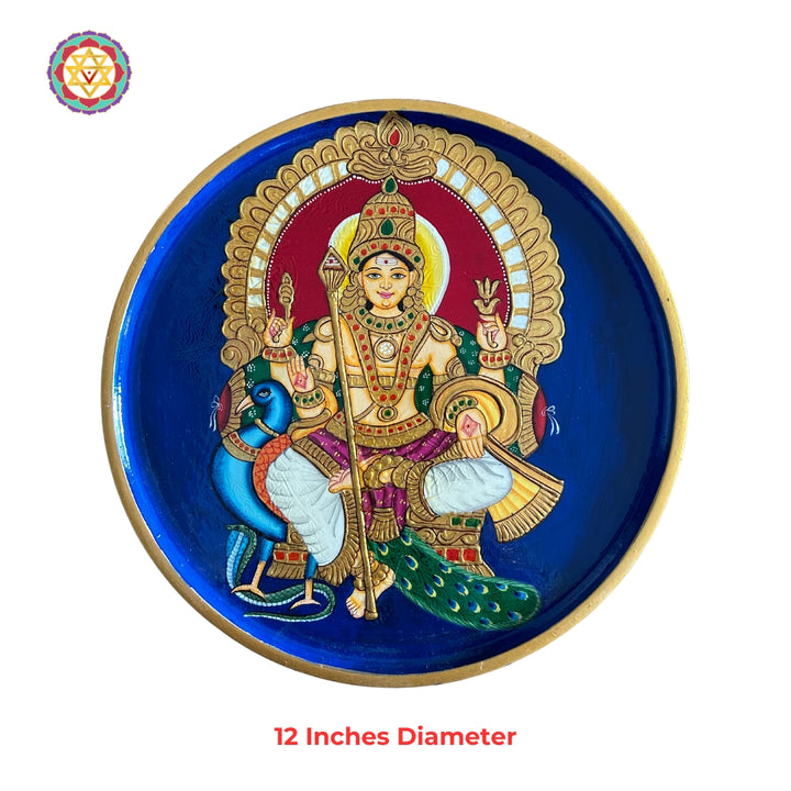 Handpainted wall plate - Lord Murugan/Murugar 12 Inches