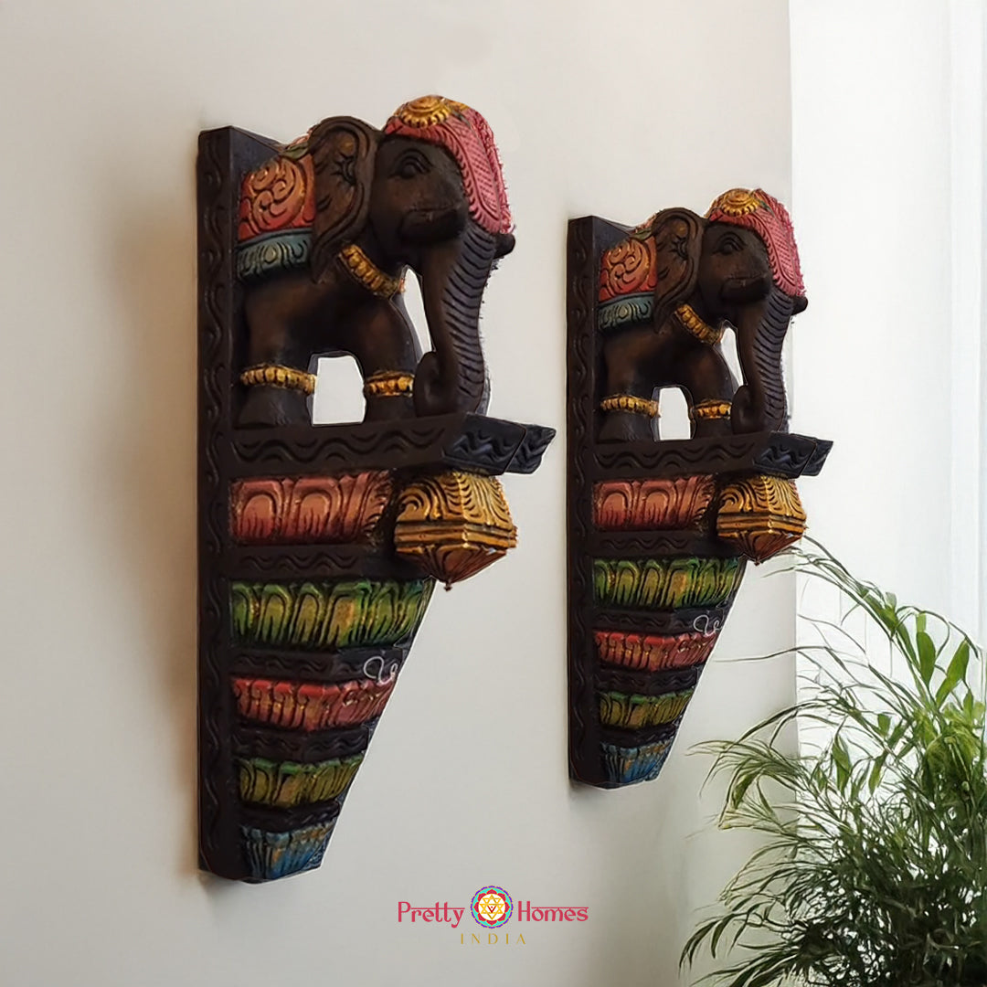 Light weight Woodcarved elephant brackets /wall hanging /Corbels (Single)