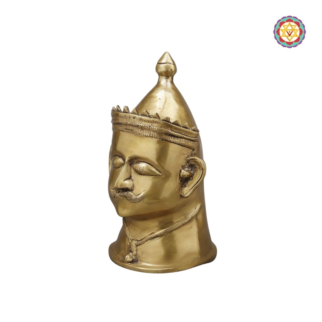 Brass Shiva Head Mukhalingam with Crown – Butter Gold Finish – 14”