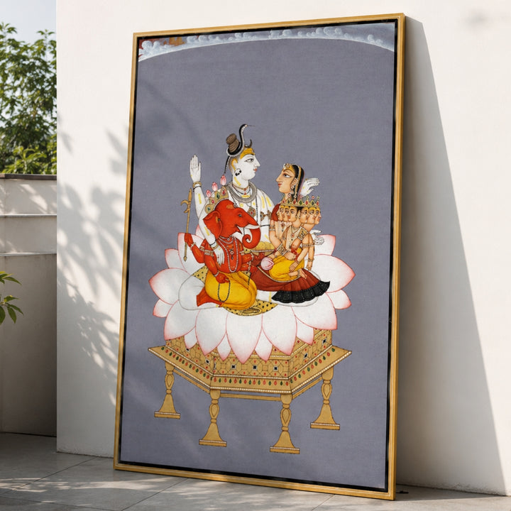 Pichwai Style Shiva Parivar handpainting