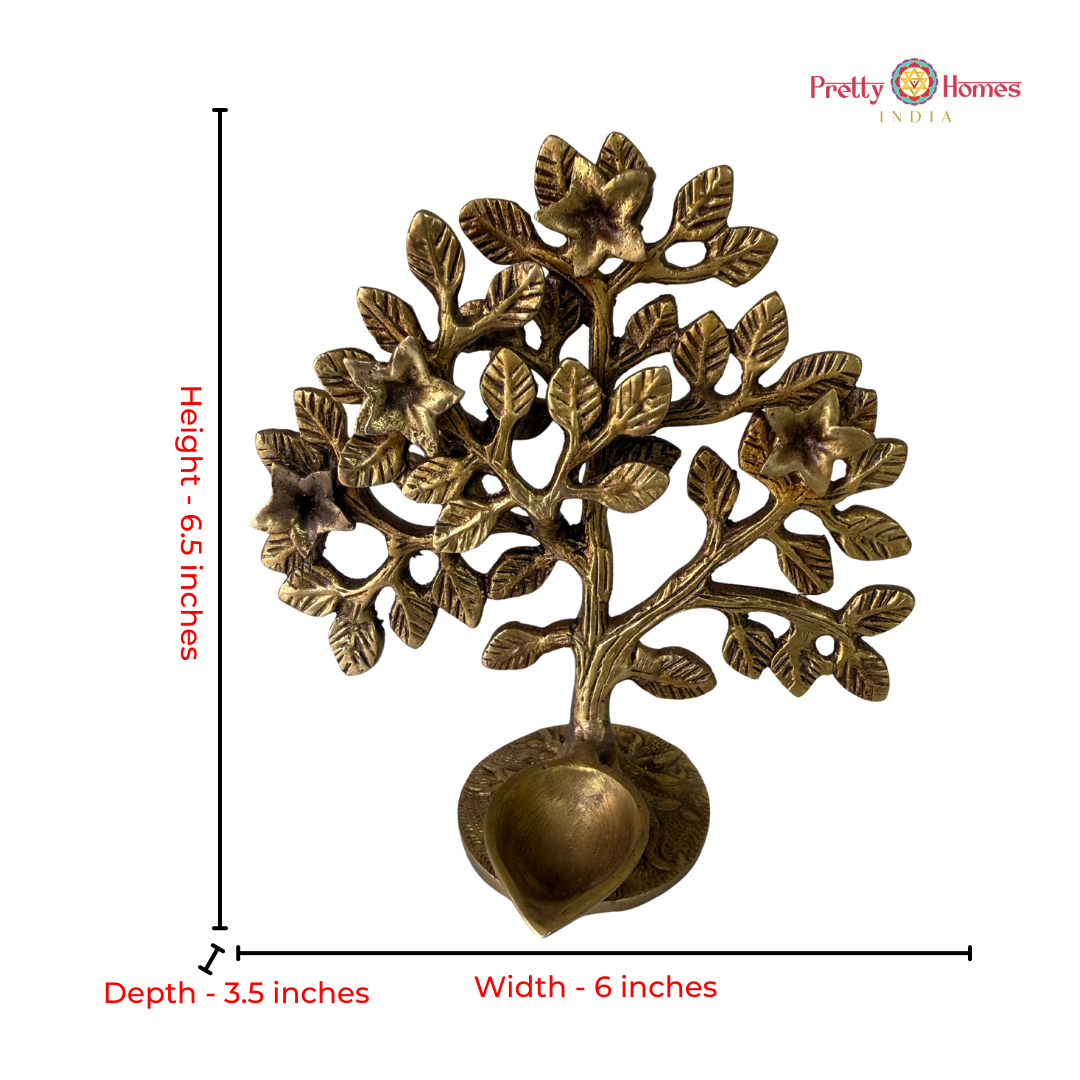 Brass Tree of Life with Deepam – Wall Mountable / Tabletop