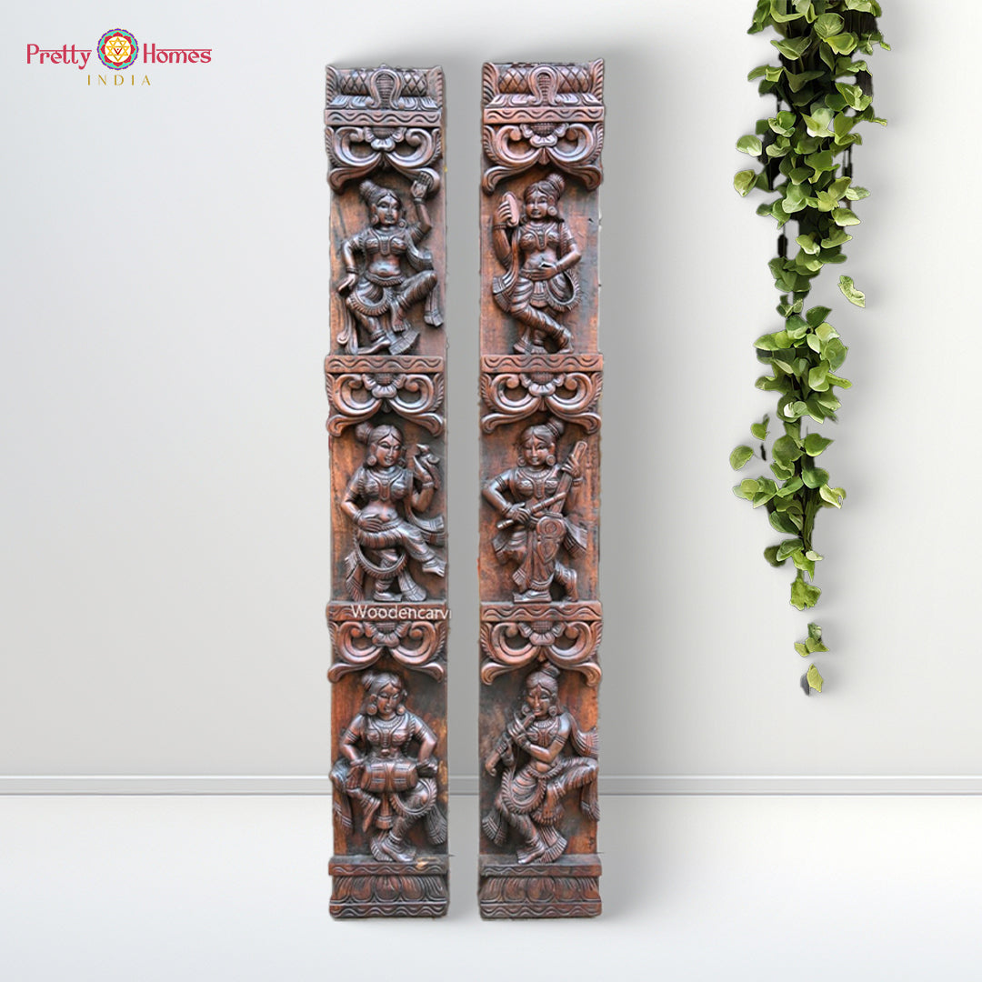 handcrafted wooden wall hanging panel with floral and vine details