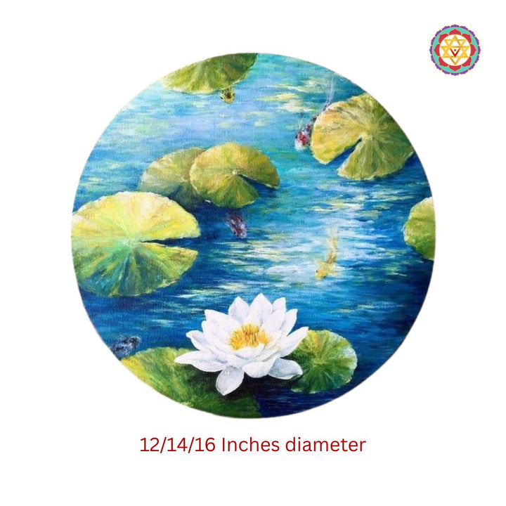 Hand painted wall plate -white water lily pond