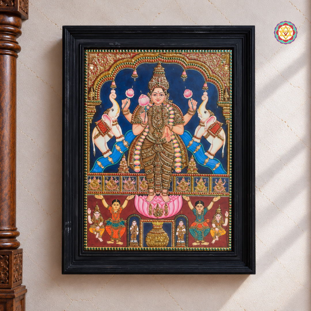 Goddess Lakshmi with Elephants – Tanjore Painting
