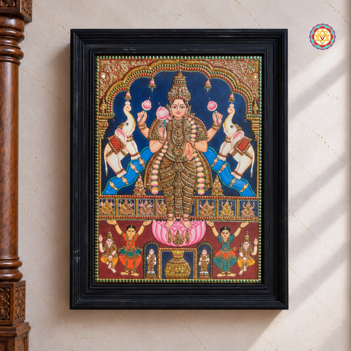 Goddess Lakshmi with Elephants – Tanjore Painting