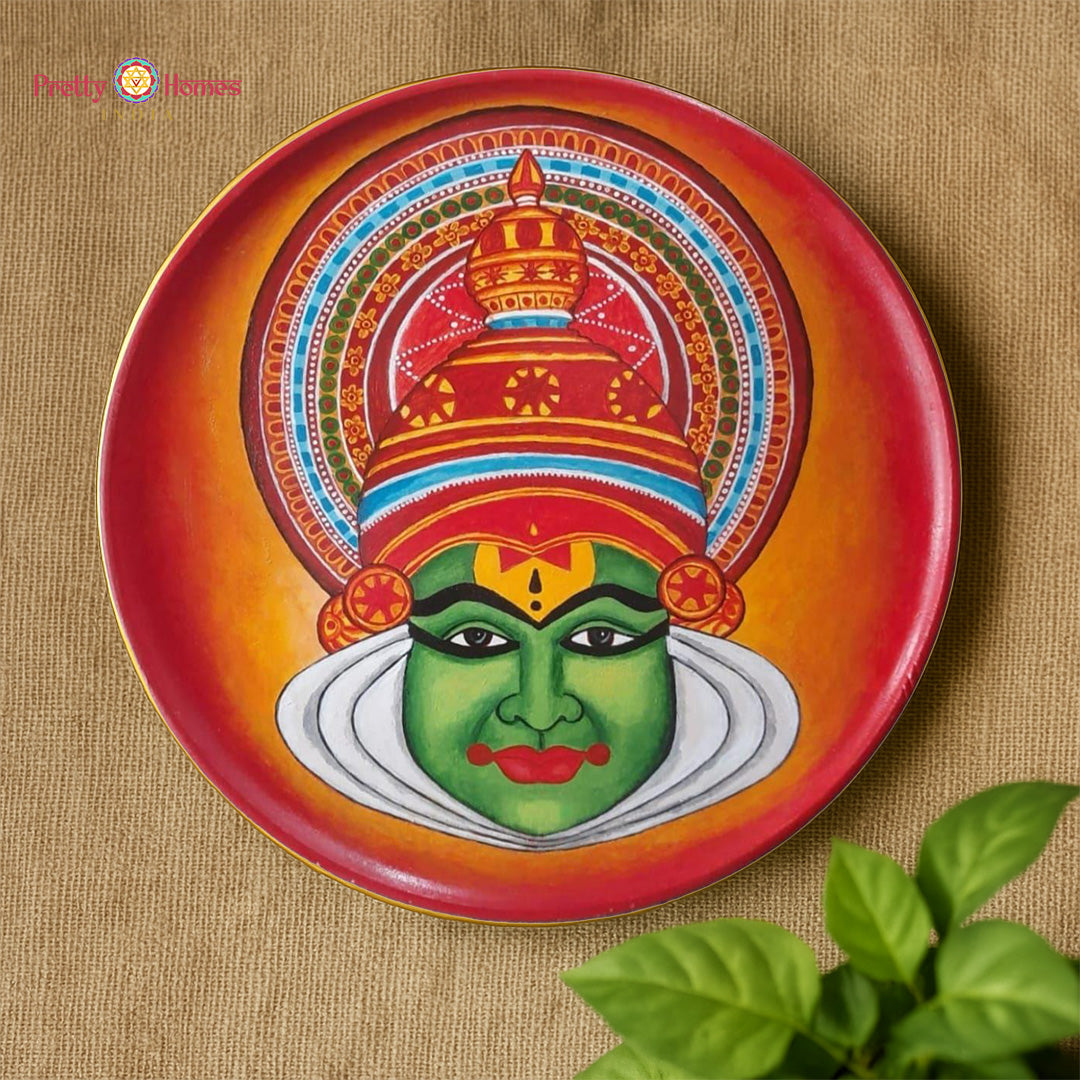 kerala mural style kathakali hand-painted wall plate