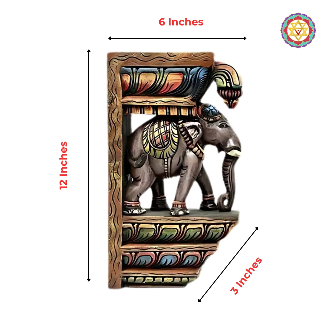 Wood carved elephant brackets - multicolour finish (Single)