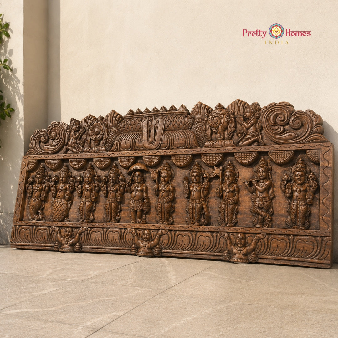 Gopuram Dasavtaram Panel — Hand-Carved with Garuda & Hanuman