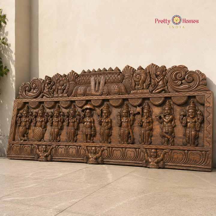 Gopuram Dasavtaram Panel — Hand-Carved with Garuda & Hanuman