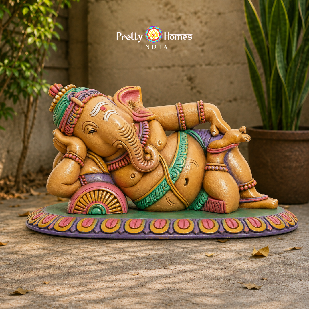 Fine Finish Multicoloured Resting Ganesha