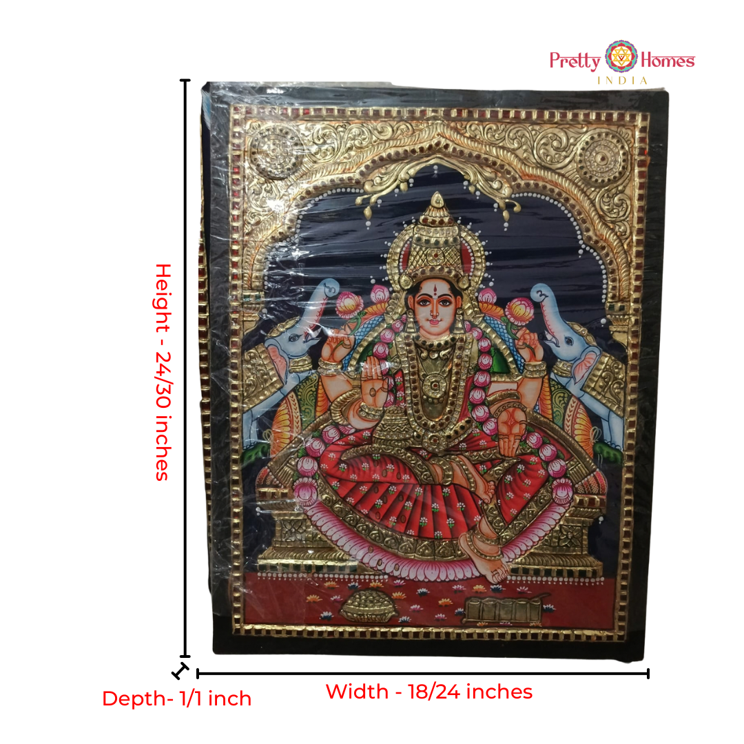 Gajalakshmi with Elephants Tanjore Painting