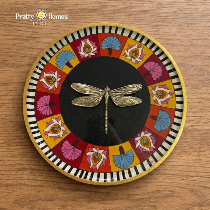 Grace in Motion – Brass Dragonfly Handpainted Wall Plate