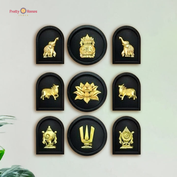 Brass Square Set of 9 Assorted wall decor