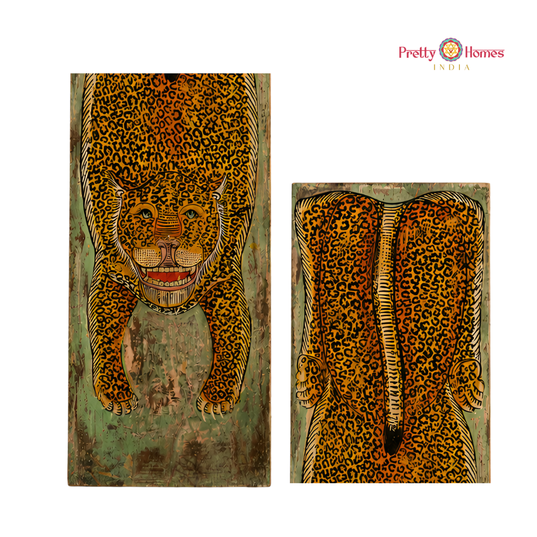 Hand-Painted Leopard Wall Hanging Panel