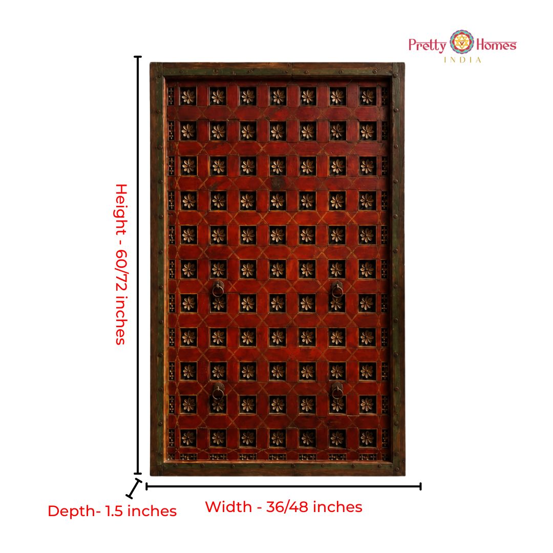 Handcarved Wooden Floral Design Wall Hanging / Wall Panel