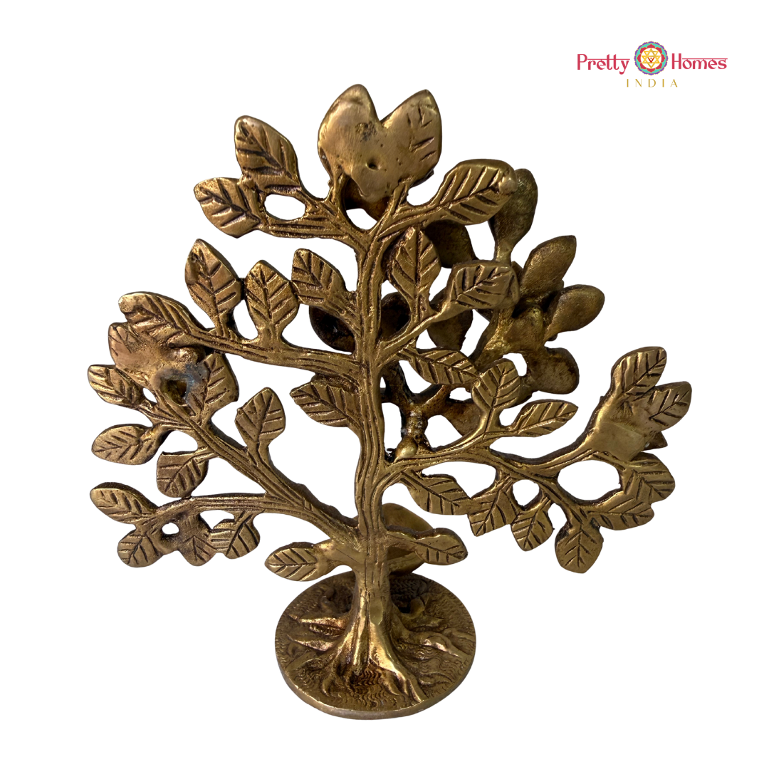 Brass Tree of Life with Deepam – Wall Mountable / Tabletop