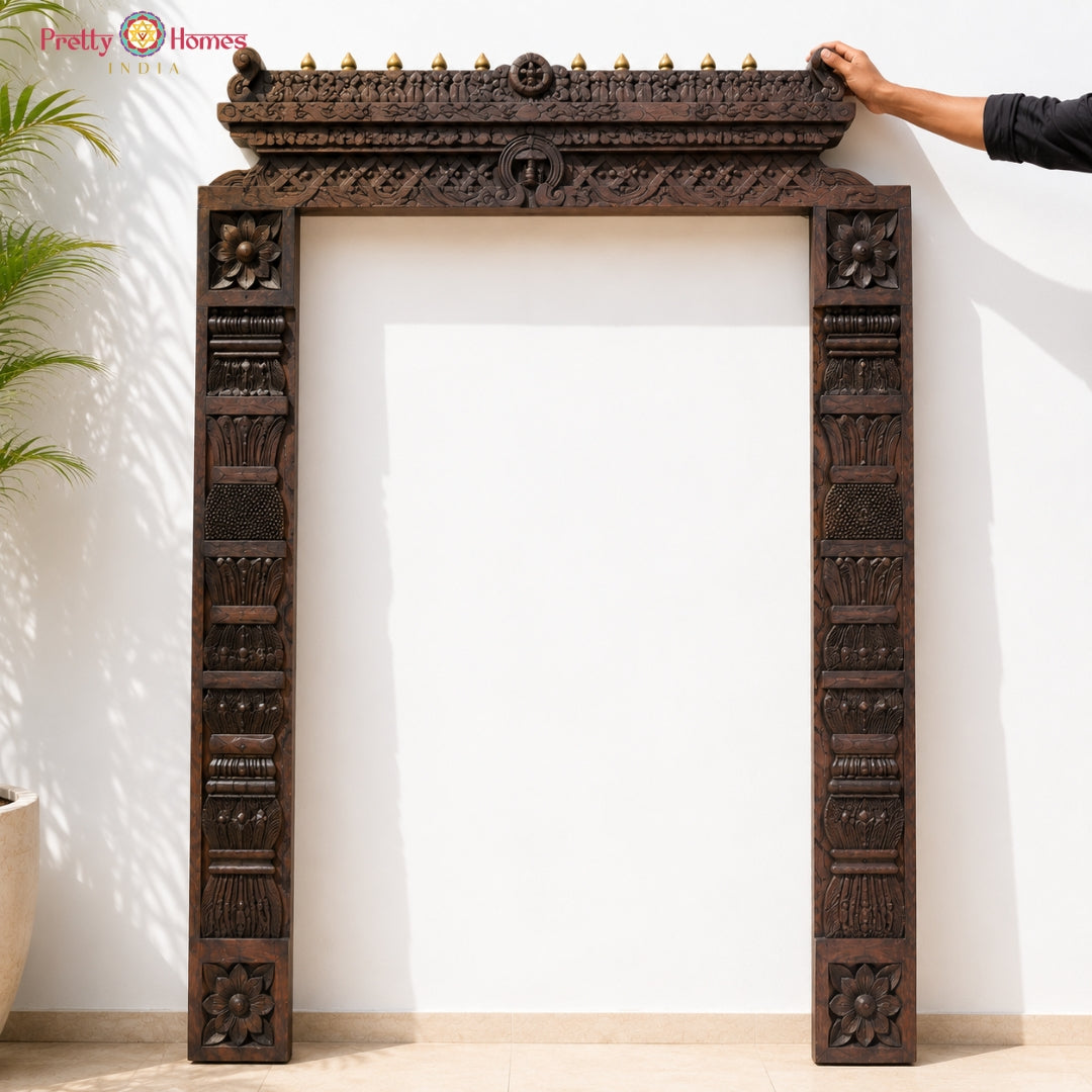 Handcarved Chettinad-Style Temple style  Side Pillars
