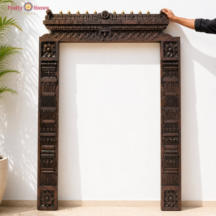 Handcarved Chettinad-Style Temple style  Side Pillars