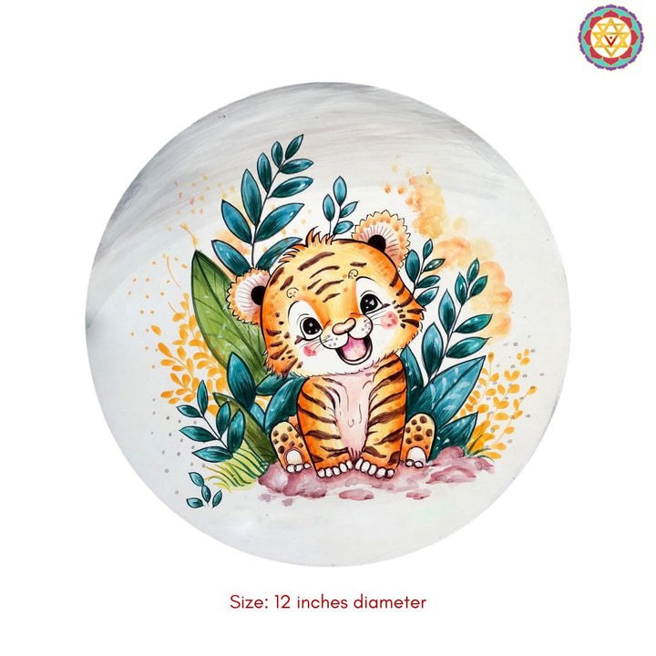 Handpainted Baby Tiger Cub Wall Plate | Wooden Wall Table Décor