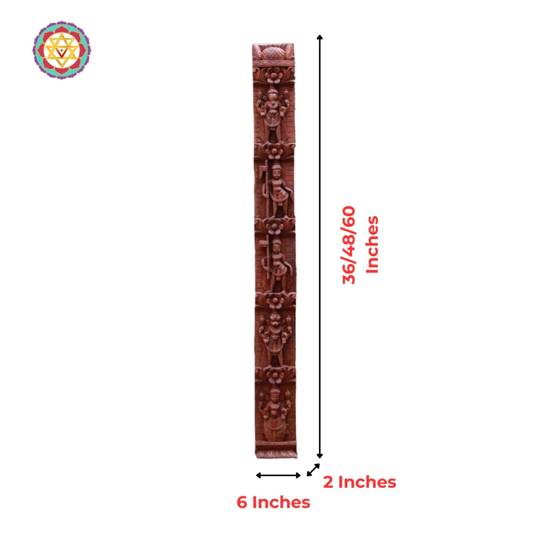 woodcarved wall decor panel featuring ten avatars of lord vishnu
