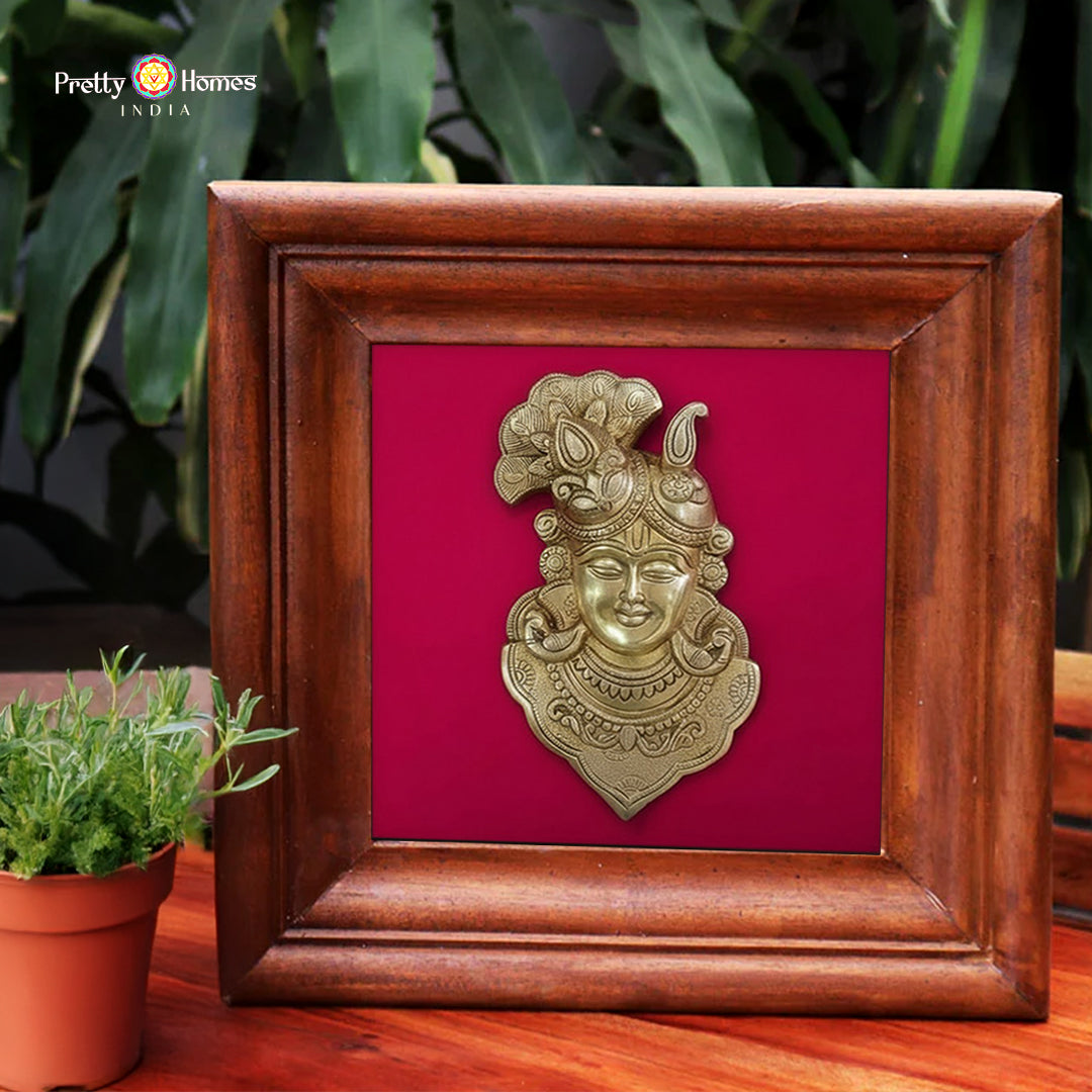 Brass Lord Shrinathji wall frame decor