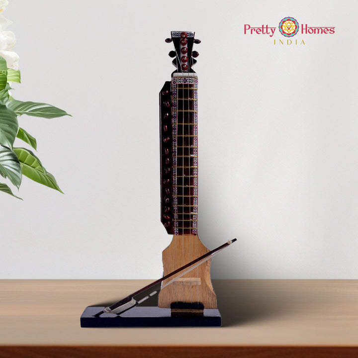 wooden miniature dilruba instrument curio 10 inches for indian decor and music lovers