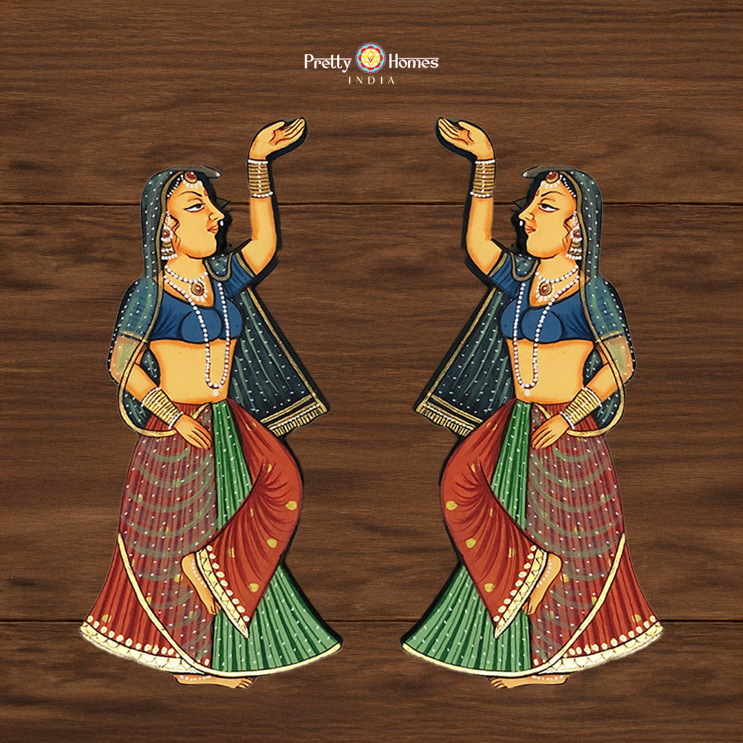 gopika mdf cutouts pair handpainted gopika traditional artwork