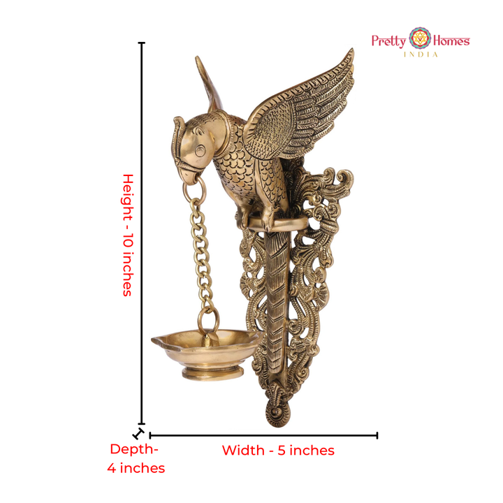 Brass Big Parrot Wall Hanging Bell Chain