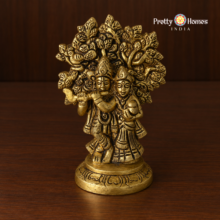 Brass Radha Krishna Under the Tree