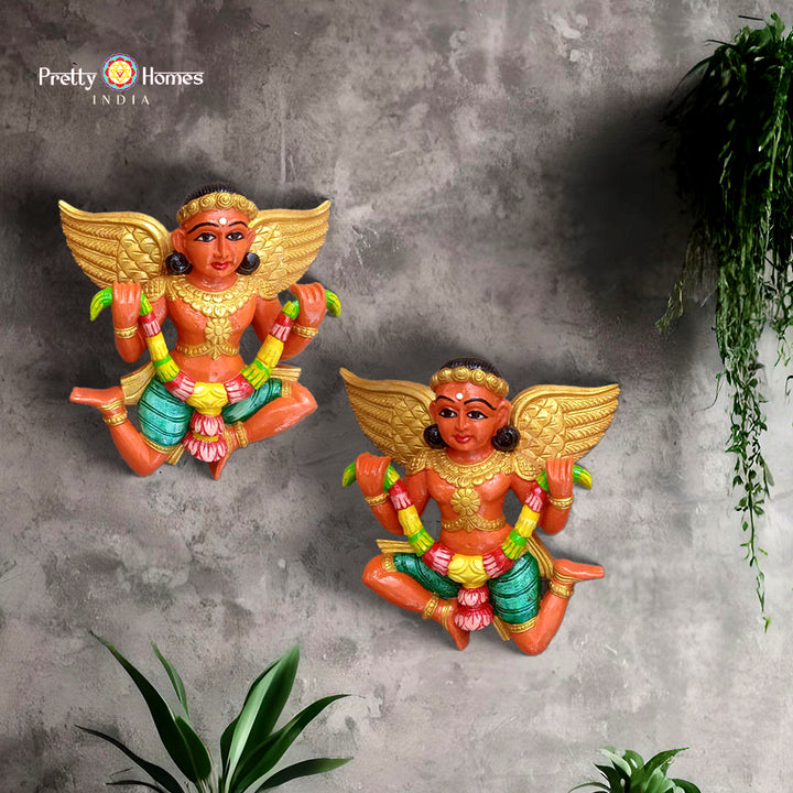 Woodcarved Gandharva /Indian Angel sculpture .Wall mountable (Single)