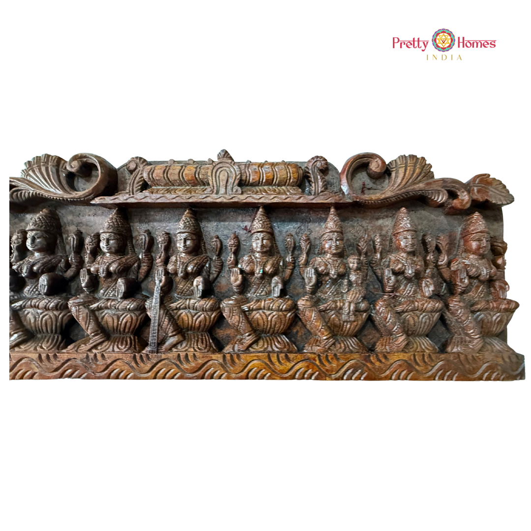 Intricately Carved Gopuram Style Ashta Lakshmi Panel