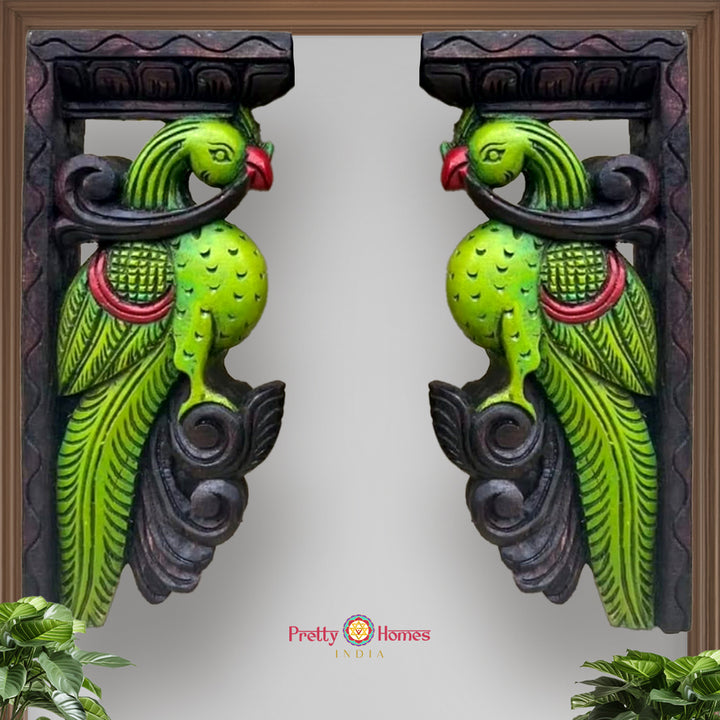 Woodcarved Annapakshi wall hanging/wall brackets/corbels (Single)