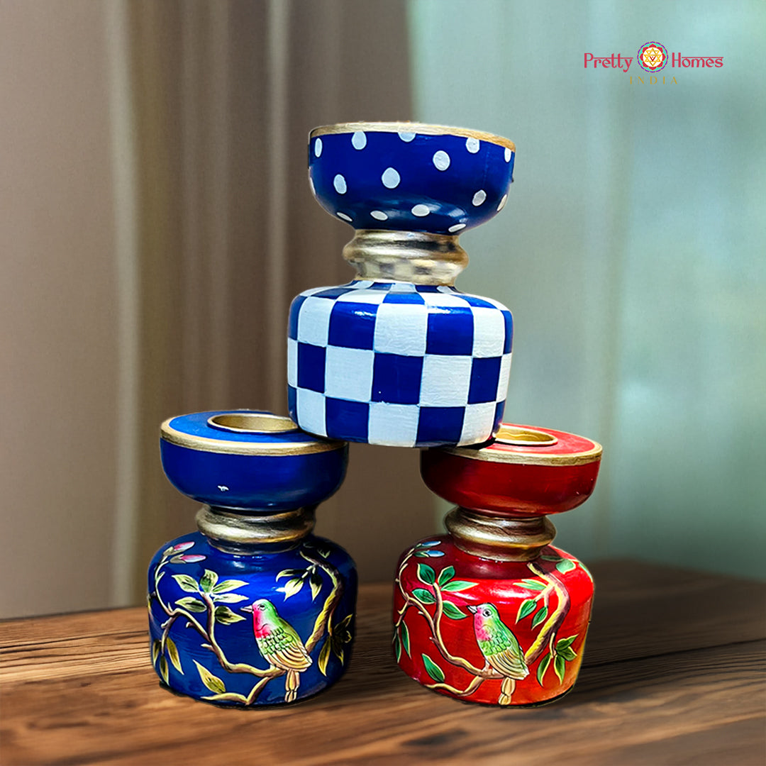 Vintage hand-painted display stands.