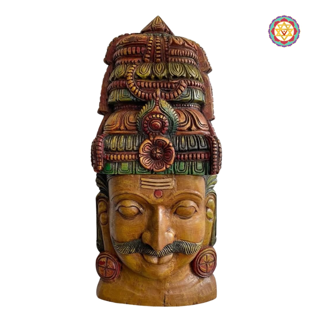 Carved Garuda wooden mask for pooja room or home entry